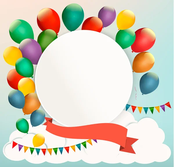 Retro birthday background with colorful balloons. Vector — Stock Vector