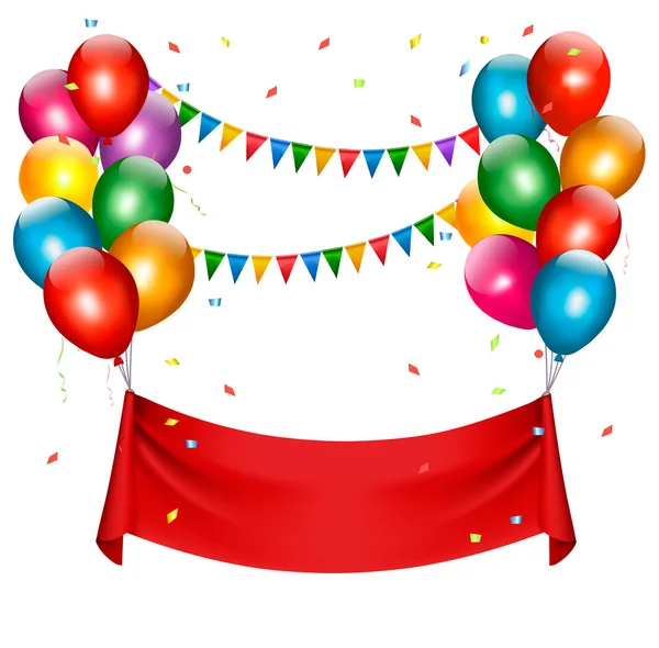 Holiday birthday banner with balloons. Vector.