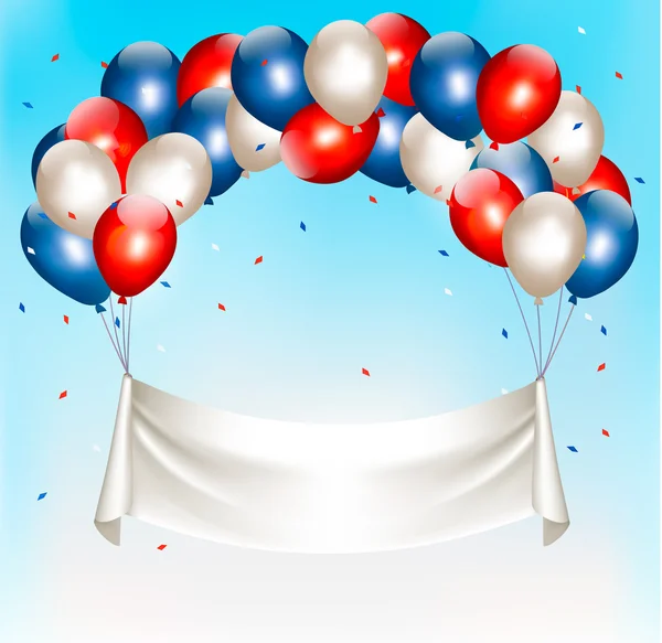 Fond américain avec des ballons colorés pour le 4 Juillet en bl — Image vectorielle