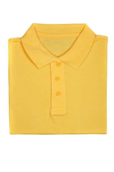 깔끔하게 접힌된 노란색 폴로 셔츠 흰색 배경에 고립 — 스톡 사진