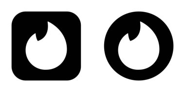 UI UX Projeleri için Tinder Meydanı ve Daire Siyah Logo İkili Biçim Vektör Simgesi