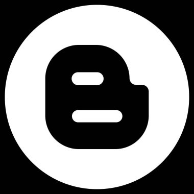UI UX ve Grafik Kullanımı için Blogger Çemberi Beyaz Logo Düzenlenebilir Vektör Simgesi