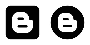 UI UX Projeleri için Blogger Meydanı ve Çember Siyah Logo İkili Biçim Vektör Simgesi