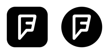 UI UX Projeleri için Foursquare ve Circle Black Logo İkili Biçim Vektör Simgesi