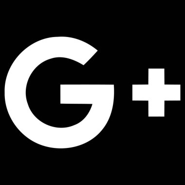 Dijital Arayüzler ve Mobil Kullanıcı Arayüzleri için Beyaz Google + Simge Düz Vektör Tasarımı