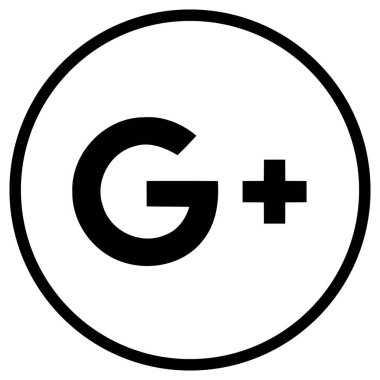 Dijital Ürün Tasarımı için Google Plus Black Circle Ana Hattı Logosu Temiz Vektör Biçimi