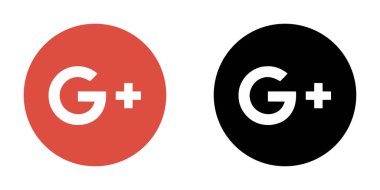 Mobil Projeler için Google Plus Renk ve Siyah Çember Logosu Düzenlenebilir Uygulama Vektörü Simgeleri