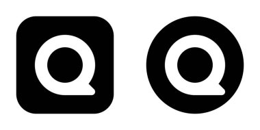 UI UX Projeleri için Quora Meydanı ve Daire Siyah Logo İkili Biçim Vektör Simgesi