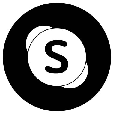 Skype Çemberi Siyah Logo Vektör Simgesi Tasarımı SVG ve Şeffaf PNG Biçimi