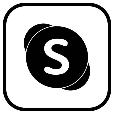 Skype Ana Hattı Siyah Logo Düz Çizgi Simgesi Tasarımcılar için Vektör Biçimi