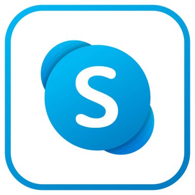 Skype Ana Hattı Logo Minimum Vektör Hattı Sanat, Düzenlenebilir SVG ve Şeffaf PNG