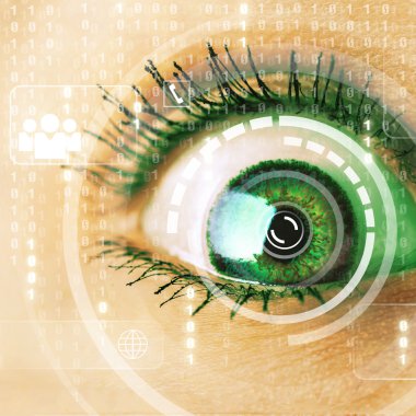 Cyber kadın matris göz konsepti ile