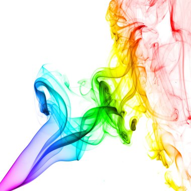 Beyaz arkaplanda soyut renkli duman