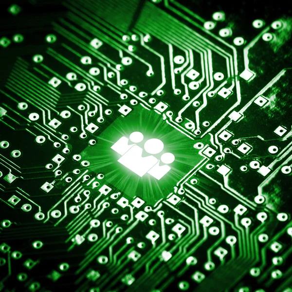 Sociaal icon op computer chip — Stockfoto