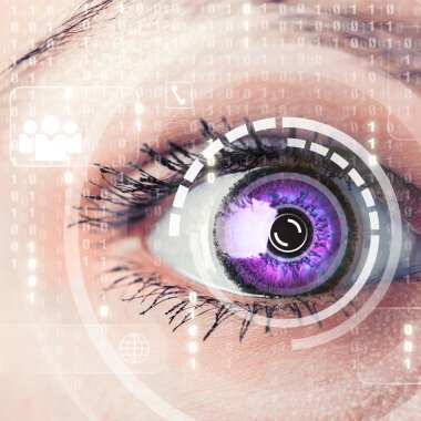 Cyber kadın matris göz konsepti ile