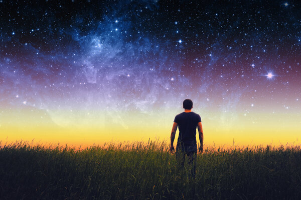 Man silhouette. Elements of this image furnished by NASA.