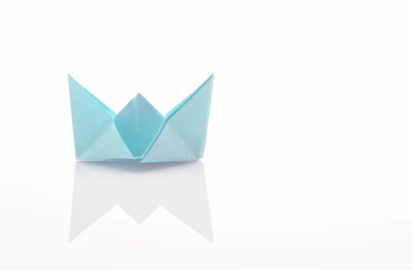 Origami paper ship on white background — Stock Photo, Image