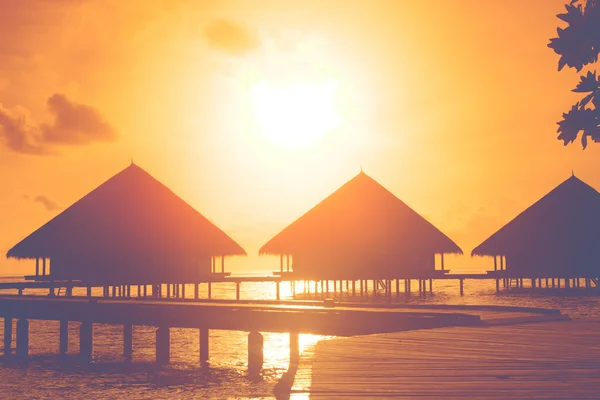 Sunset on Maldives island — Stock Photo, Image