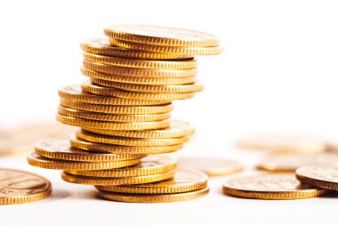 sikke yığını üzerinde beyaz izole