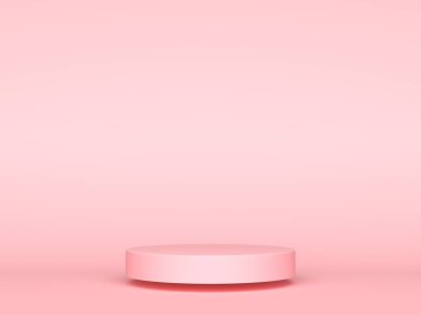 Pembe geometrik 3d ürün arka plan konsepti, soyut podyum silindiri. 3d oluşturma