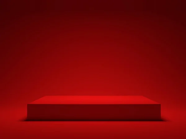 Czerwona platforma do wyświetlania produktu. 3d renderowanie — Zdjęcie stockowe