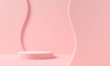 Pembe pastel podyum ya da kaidesel zemin. 3d oluşturma