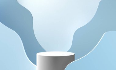 Podyum ve soyut arkaplanı olan en küçük sahne. 3d oluşturma