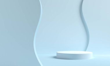 Podyum ve soyut arkaplanı olan en küçük sahne. 3d oluşturma
