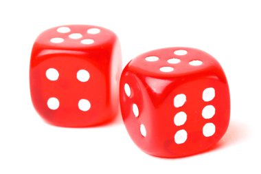 beyaz izole kırmızı zar haddeleme