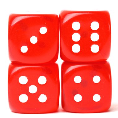 beyaz izole kırmızı zar haddeleme