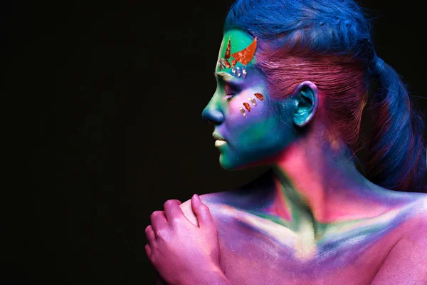 Portrait of beautiful woman with body art — Stock Photo, Image