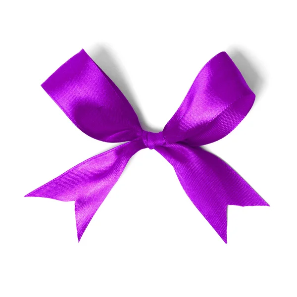 Shiny purple satin ribbon on white background — Stock Photo, Image