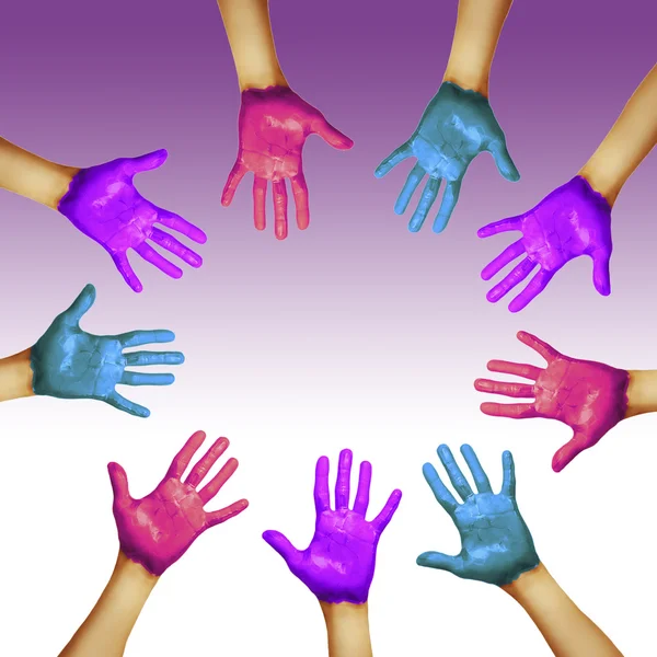 Händer i olika färger — Stockfoto
