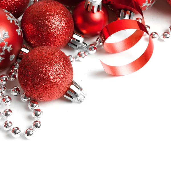 Christmas border with red ornament — Stock Photo, Image