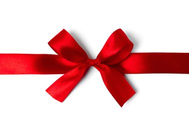 Beyaz arkaplanda kırmızı kurdele