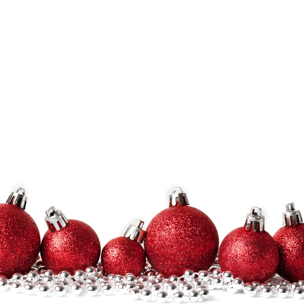Red christmas balls on white — Stock Photo, Image