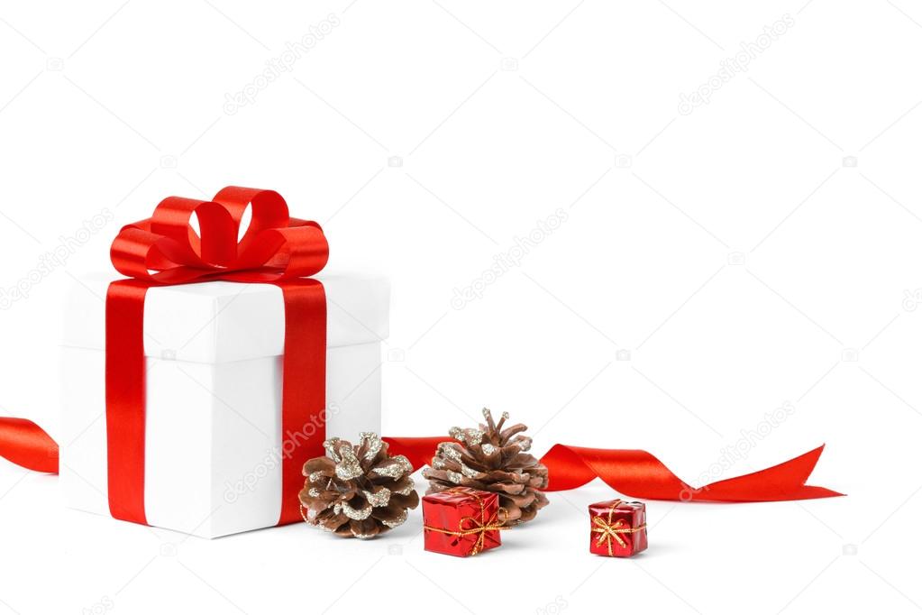 Colorful red gifts with ornamental