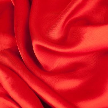 Beyaz arka plan kırmızı saten kumaş