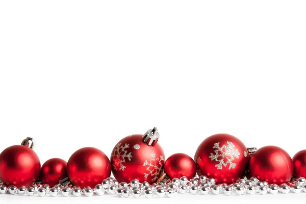 Red christmas balls on white — Stock Photo, Image