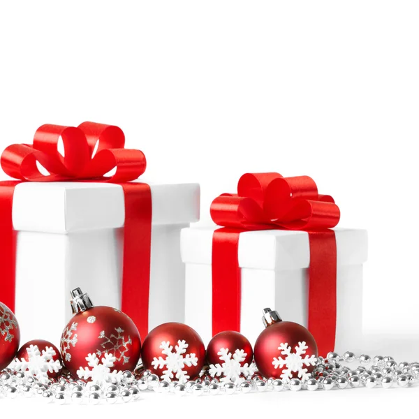 Gift with christmas balls — Stock Photo, Image