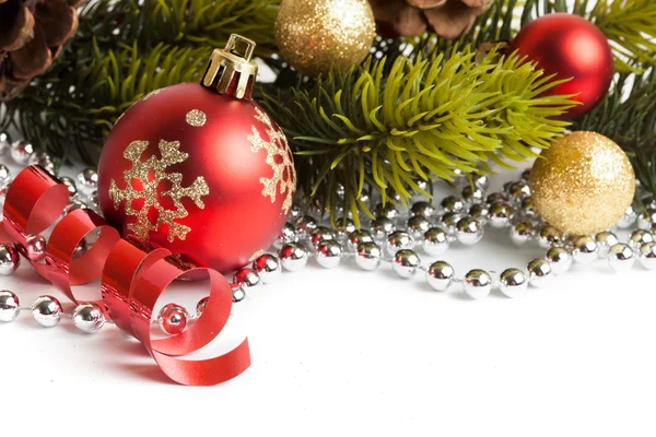 Vánoční hranice s ornamenty — Stock fotografie