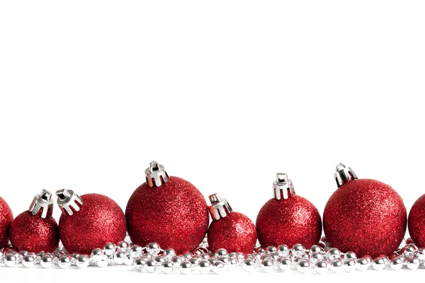 Red christmas balls on white — Stock Photo, Image