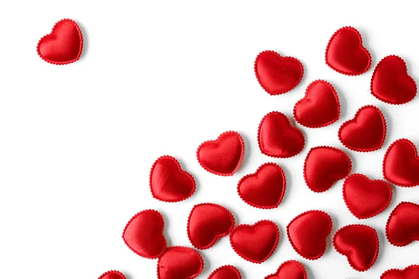 Felt red hearts isolated on a white background — Stock Photo, Image