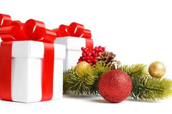 Gift with christmas tree and candy — Stock Photo, Image