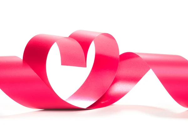 Valentine Heart. Elegant Red satin gift Ribbon. — Stock Photo, Image