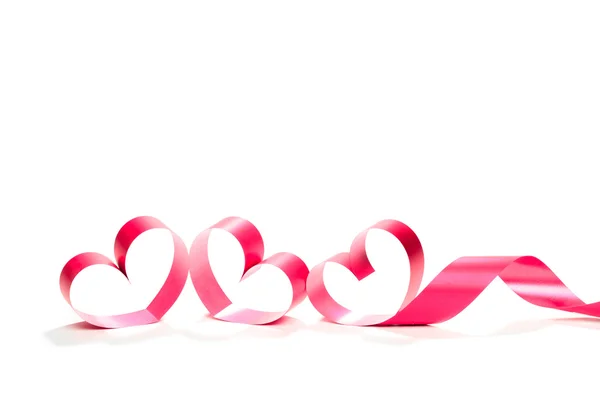 Red heart ribbon isolated on white background — Stock Photo, Image