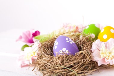 Kuşlar yuvaya Paskalya yumurtaları