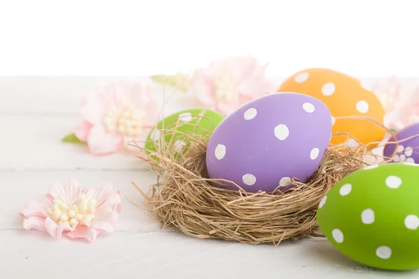 Easter eggs in the nest — Stock Photo, Image