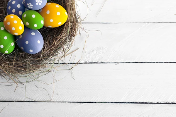 Nido de Pascua de primavera con huevos — Foto de Stock