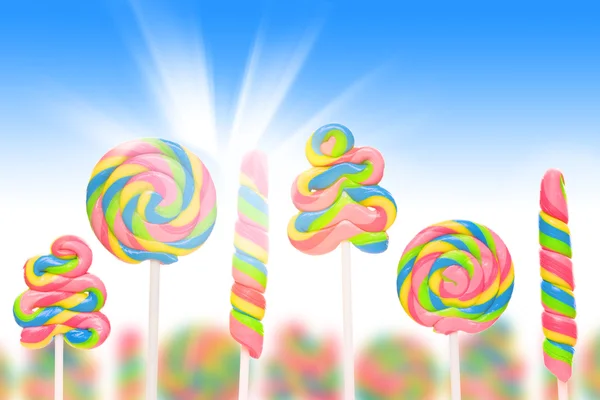 Фантастична солодка цукеркова земля з льодяниками — стокове фото